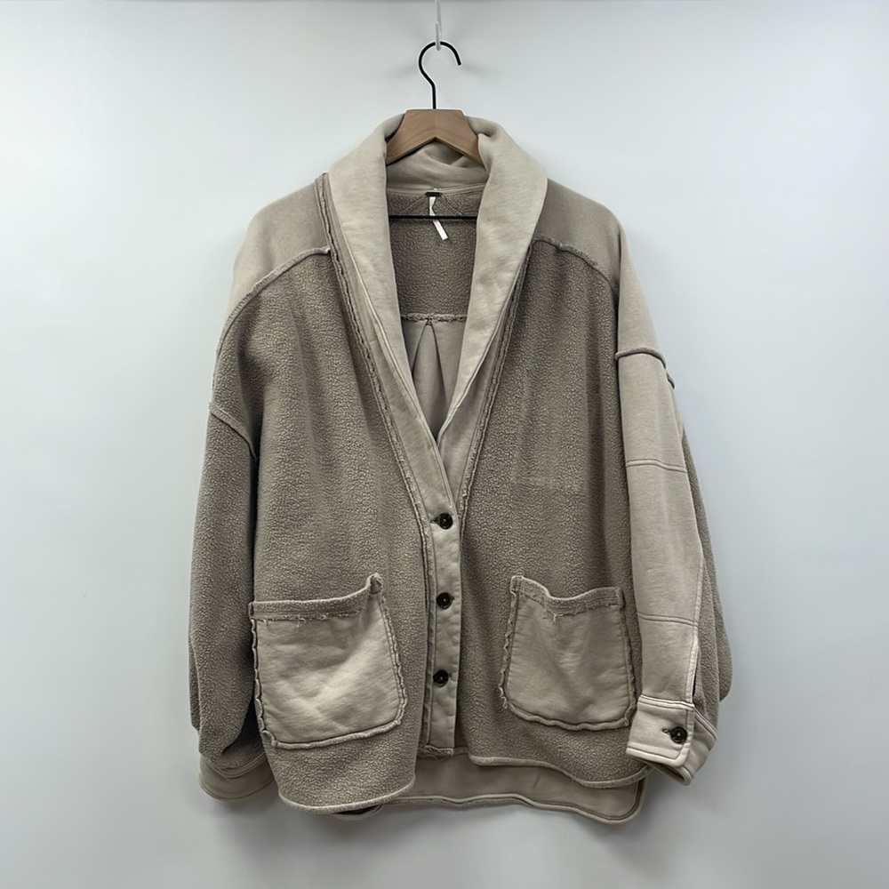 Free People Jordan Sherpa Teddy Slouchy Oversized Jacket Boho Tan Medium - Picture 4 of 11